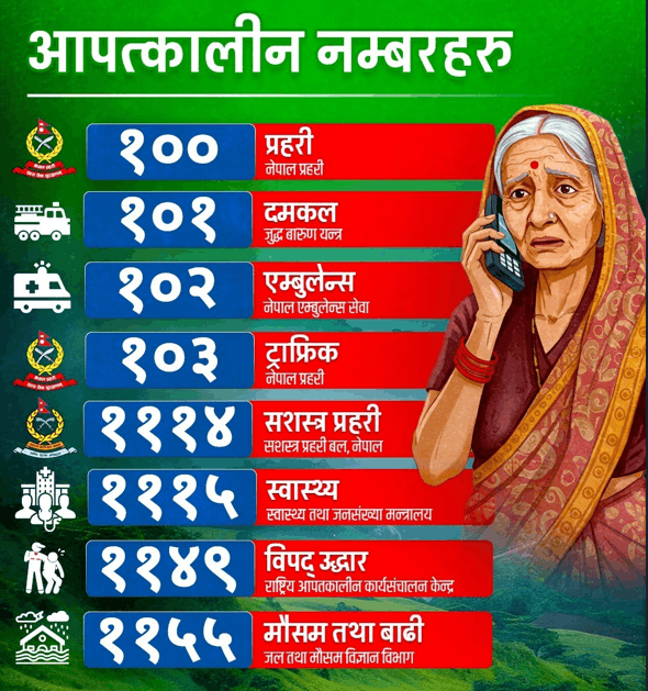 स्वास्थ्य सम्बन्धी आपतकालीन नम्बरहरु